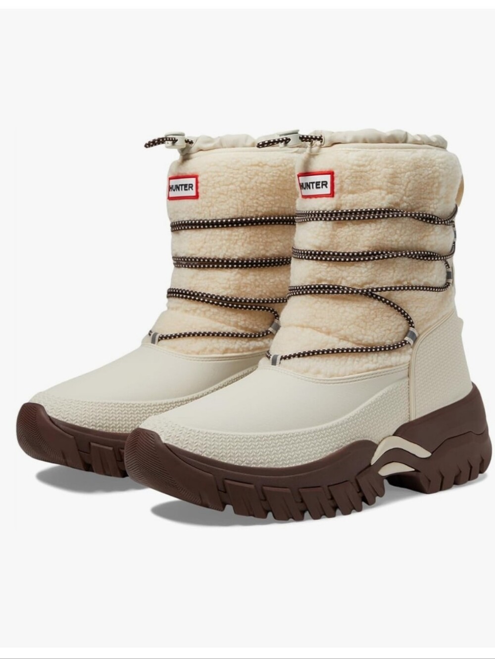 HUNTER Women's Wanderer Short Sherpa Insulated Snow Boots White Willow/ 6